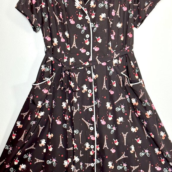 Ooh La La  très adorable Paris print Dress ~ pockets ~ retro vintage - Picture 6 of 9